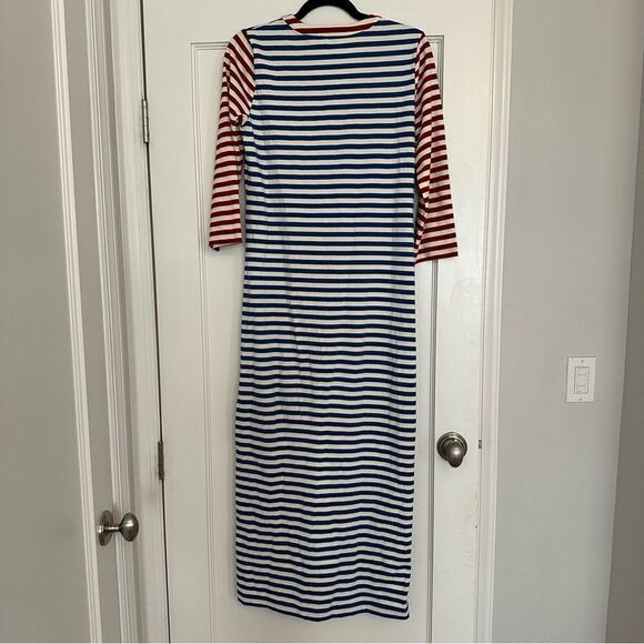 Red White and Blue Patriotic Lace Up J.Crew Maxi Dress EUC 4th of July - Picture 12 of 14